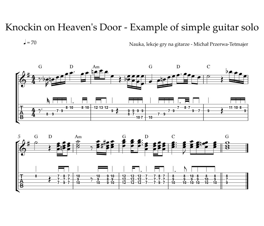 Knockin on Heaven's Door - Example of simple guitar solo